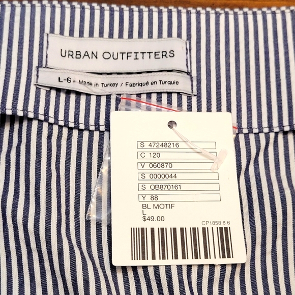 Urban Outfitters Sailorette Striped Mini Skirt NEW Faux Button Front Bib Panel - Picture 12 of 16